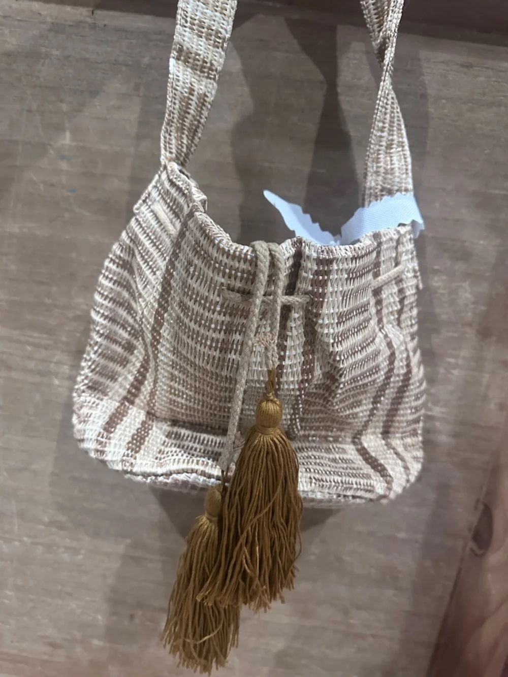 Woven Straw Crossbody Bag in Natural Beige - Picture 2 of 3